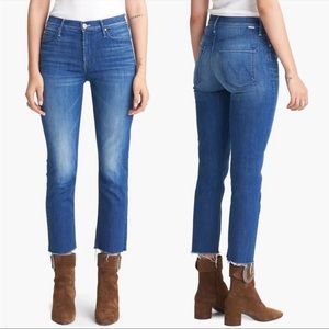MOTHER The Mid Rise Dazzler Crop Fray Jean Squeeze It Size 32